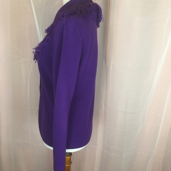 Choices Purple Fringe Cardigan MP FREE SHIP - Picture 5 of 6